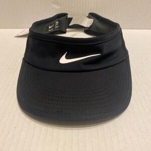 Nike Black Visor with White Swoosh Accent